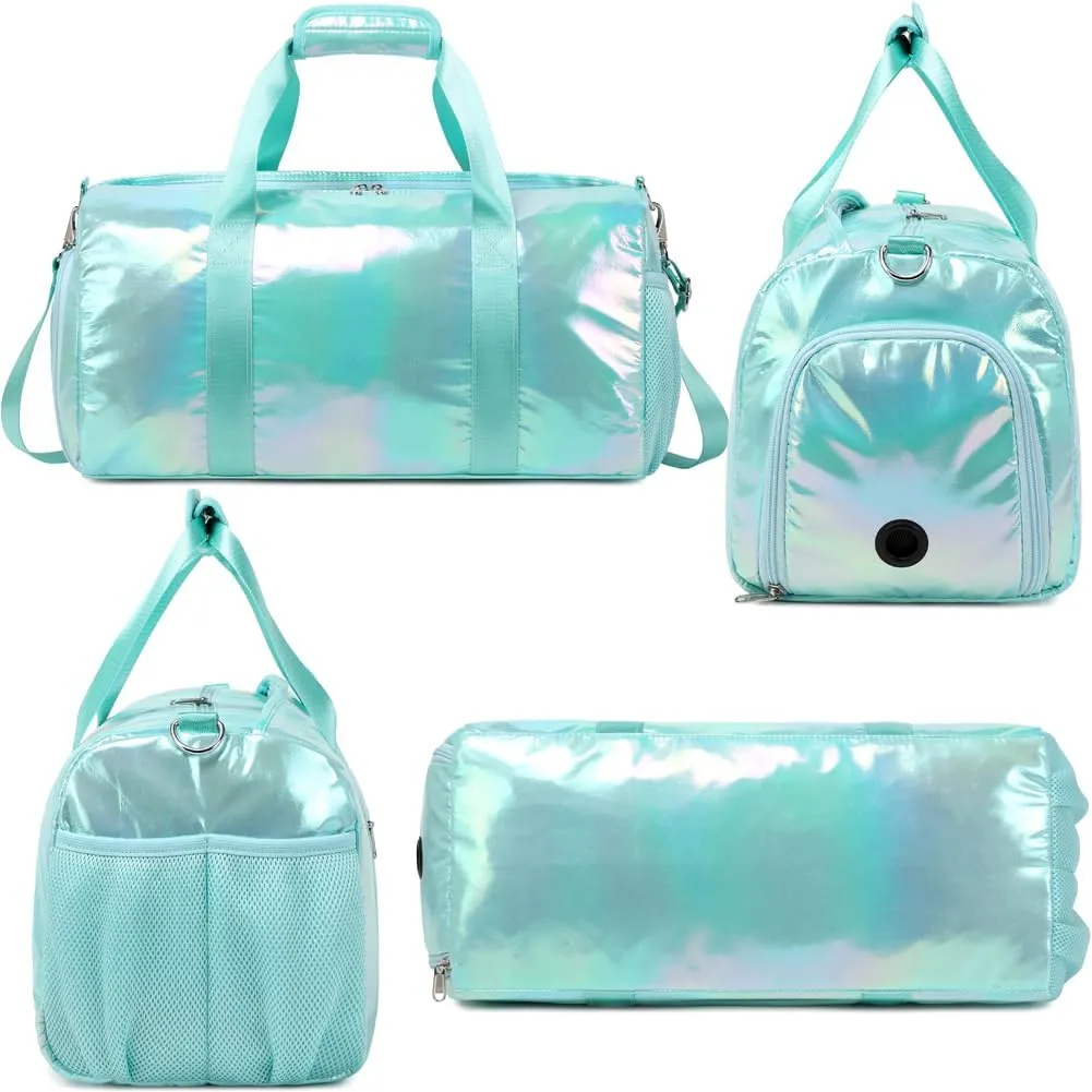 Gym Bag for Girls Sports Duffle Bag for Teen Girls Dance Bag with Shoes Compartment Wet Pocket Overnight Sleepover Bag Travel Duffle for Girls Teens