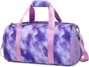 Gym Duffel Bag for Girls Weekender Overnight Bag with Wet Pocket Shoes Compartment Sports Dance Bag for Girls Teens Travel Duffle