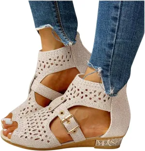 Hbeylia Flat Sandals for Women,Rhinestones Hollow Out Peep Toe Cross Strap Sandals for Womens Glitter Zipper Roman Gladiator Sandals Shoes Summer Casual Daily Sandals