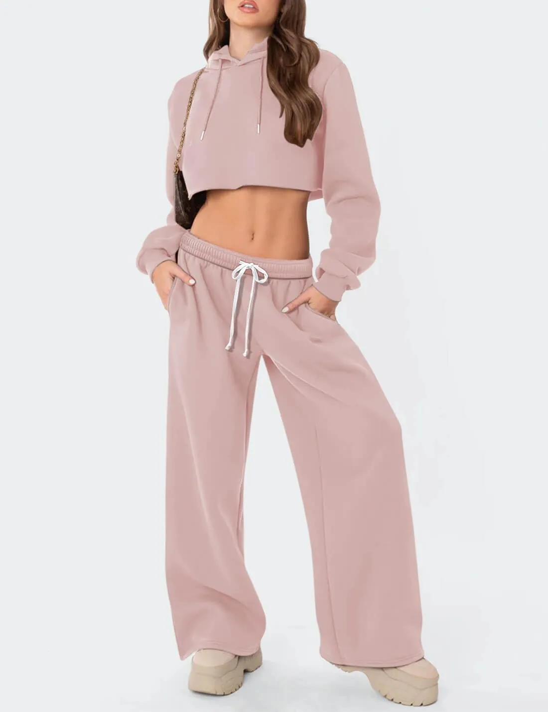 HeSaYep Women's Fleece Lined Sweatpants Wide Leg Thermal Winter Warm Baggy Sweat Pants with Pockets