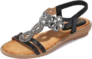 HNGHOU Women's Summer Casual Bohemia Open Toe Beach Wedge Sandal Shoes