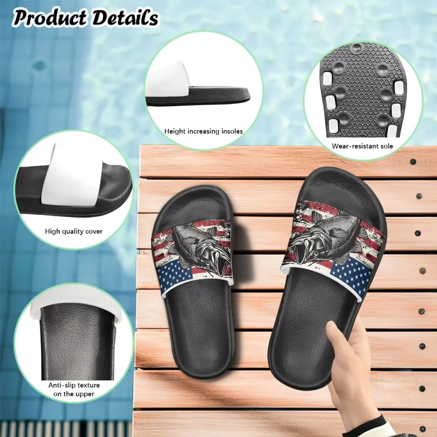 Howilath Children's Sandals Casual Non-Slip Slides Unisex Kids Slippers Bathroom Shower Shoes with EVA Sole