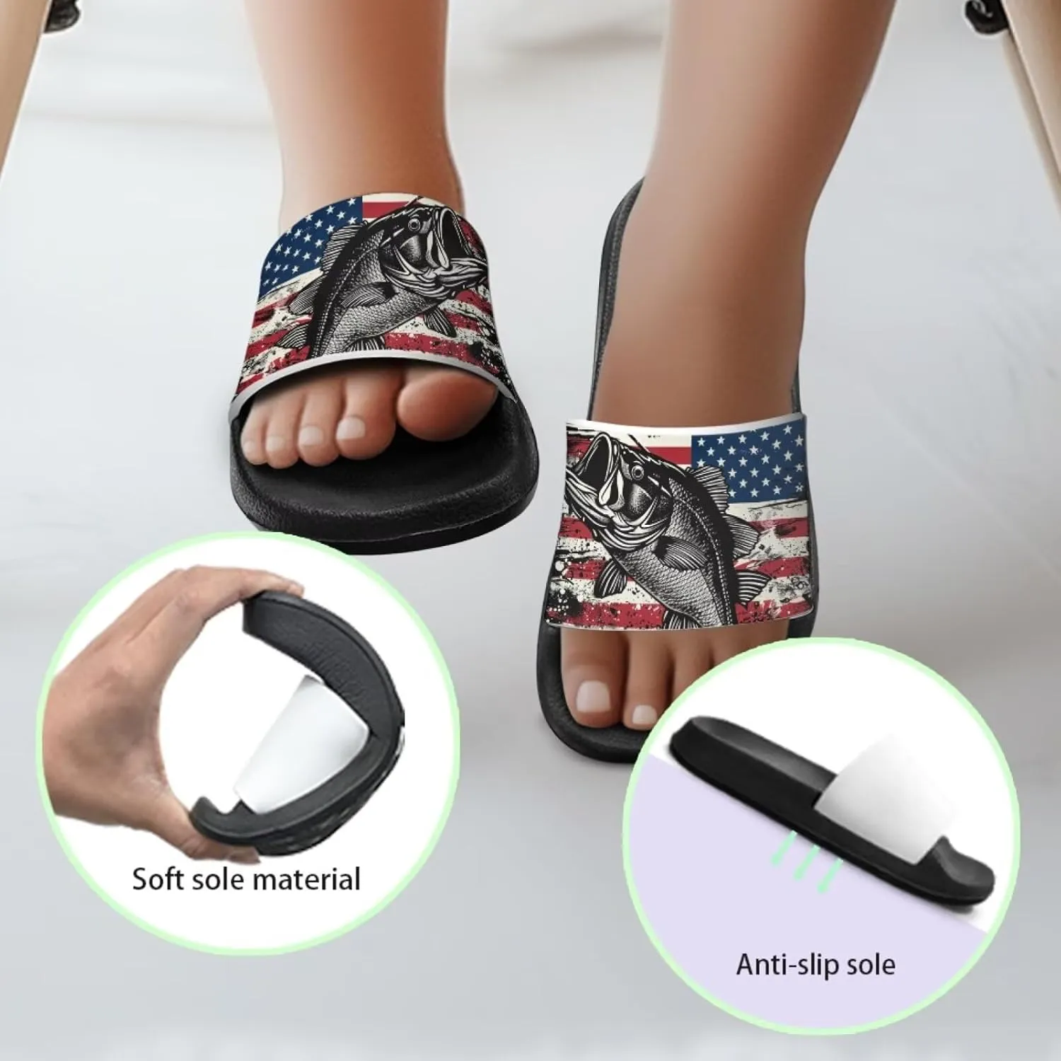 Howilath Children's Sandals Casual Non-Slip Slides Unisex Kids Slippers Bathroom Shower Shoes with EVA Sole