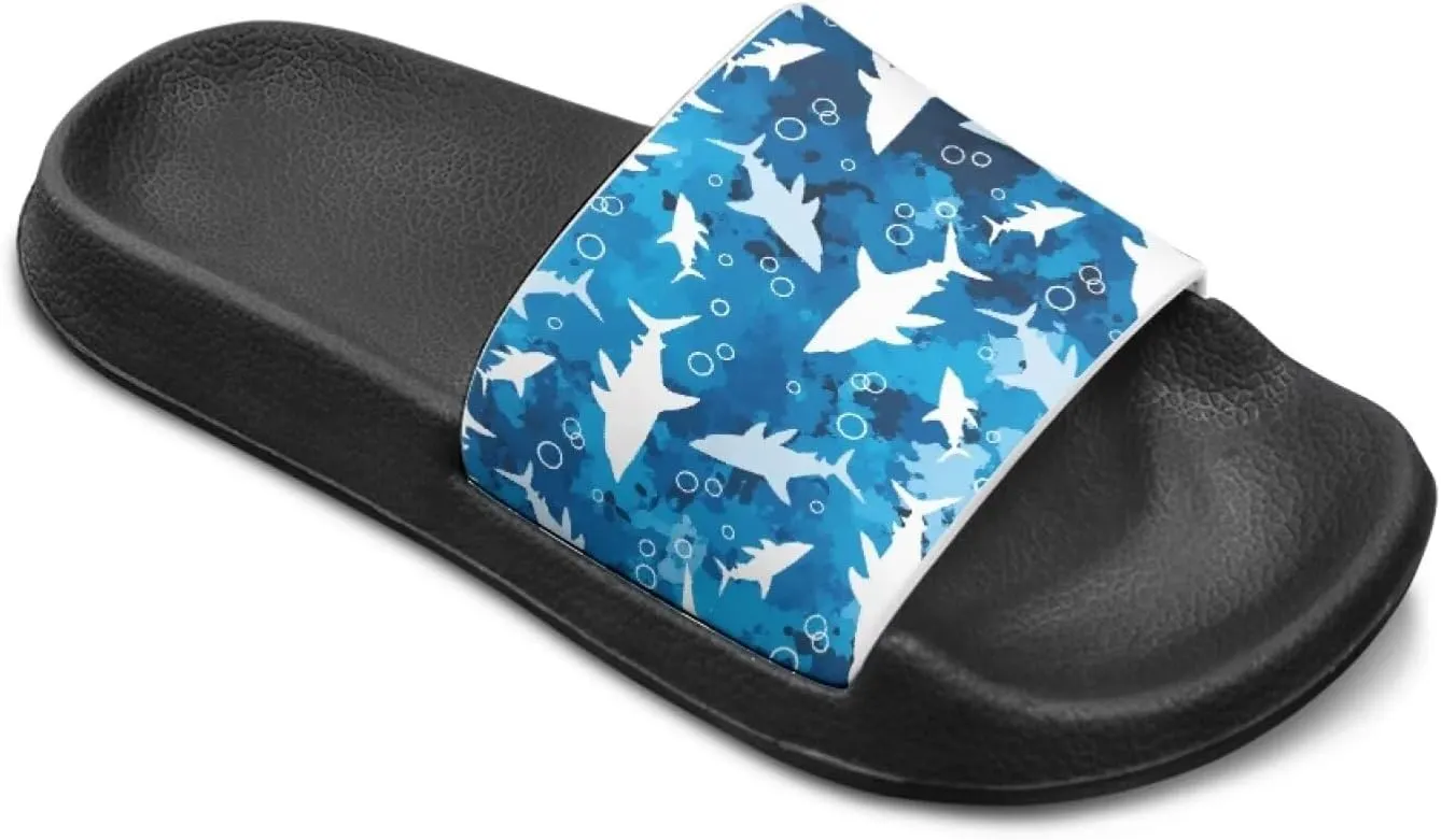 Howilath Sea Animal Print Kids Slides Non-Slip Open Toe Slippers Boys and Girls Sandals Pillow Cloud Slippers with EVA Sole