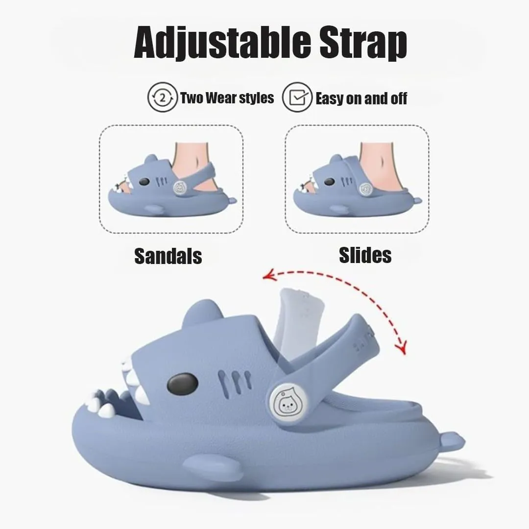 Hrtesus Sharklas Originales Kids, Shark Slides Kids, Chanclas de Tiburon, Sharky Chanclas with Adjustable Straps