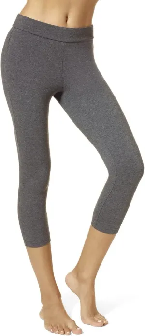 HUE Women's Wide Waistband Blackout Cotton Capri Leggings, Assorted