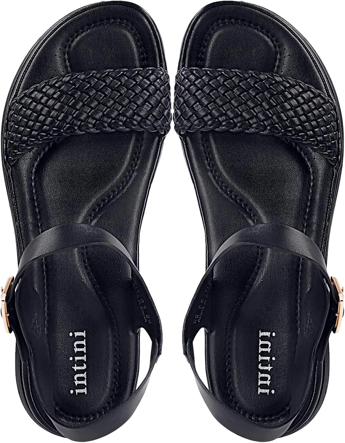 Intini Womens Flat Sandals Braided Strappy Summer Shoes Memory Foam insole Sandals for Women