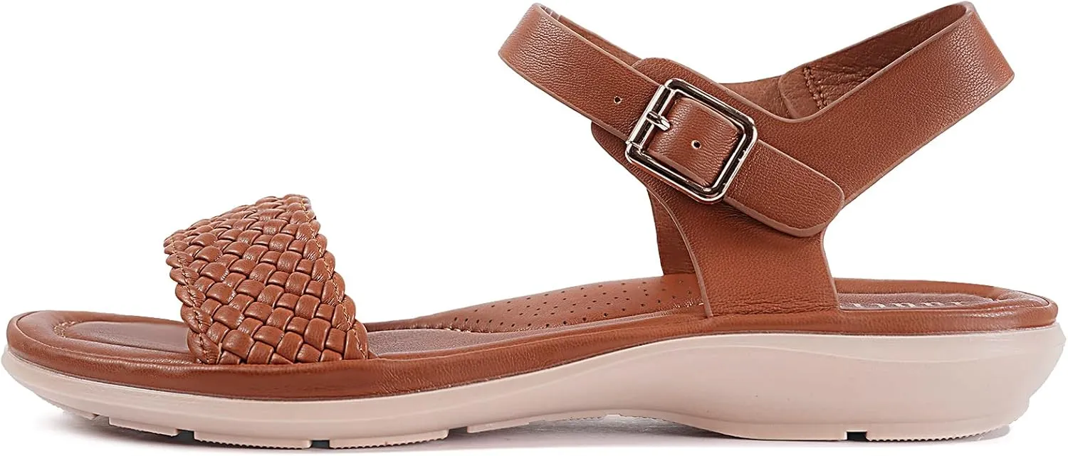 Intini Womens Flat Sandals Braided Strappy Summer Shoes Memory Foam insole Sandals for Women