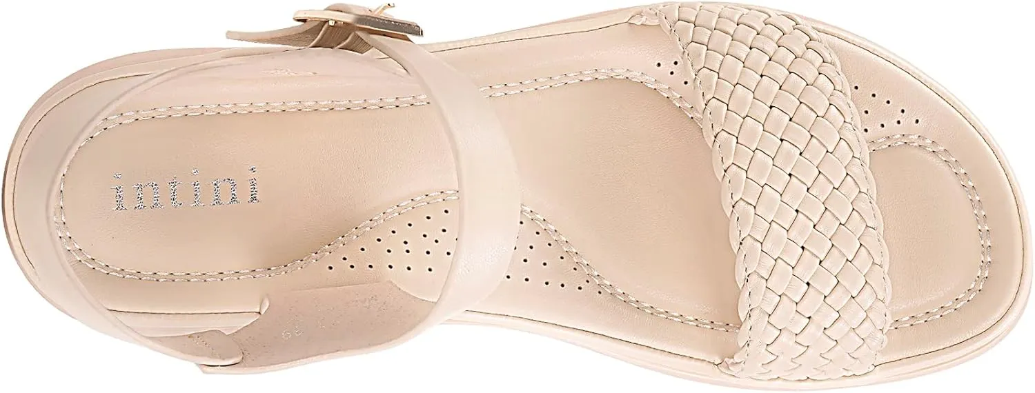 Intini Womens Flat Sandals Braided Strappy Summer Shoes Memory Foam insole Sandals for Women