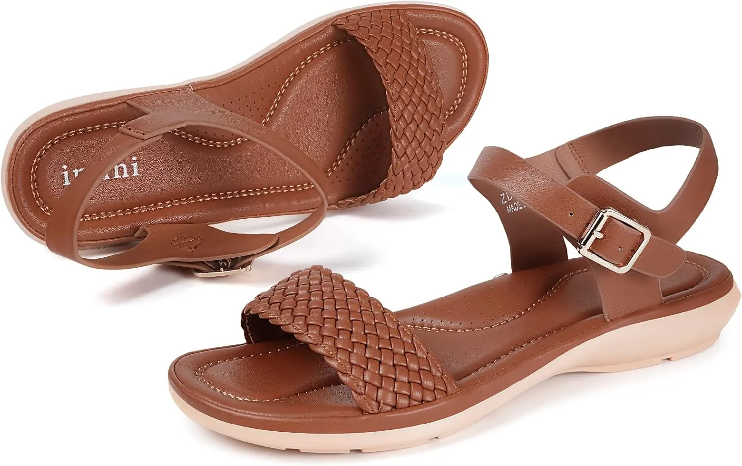 Intini Womens Flat Sandals Braided Strappy Summer Shoes Memory Foam insole Sandals for Women