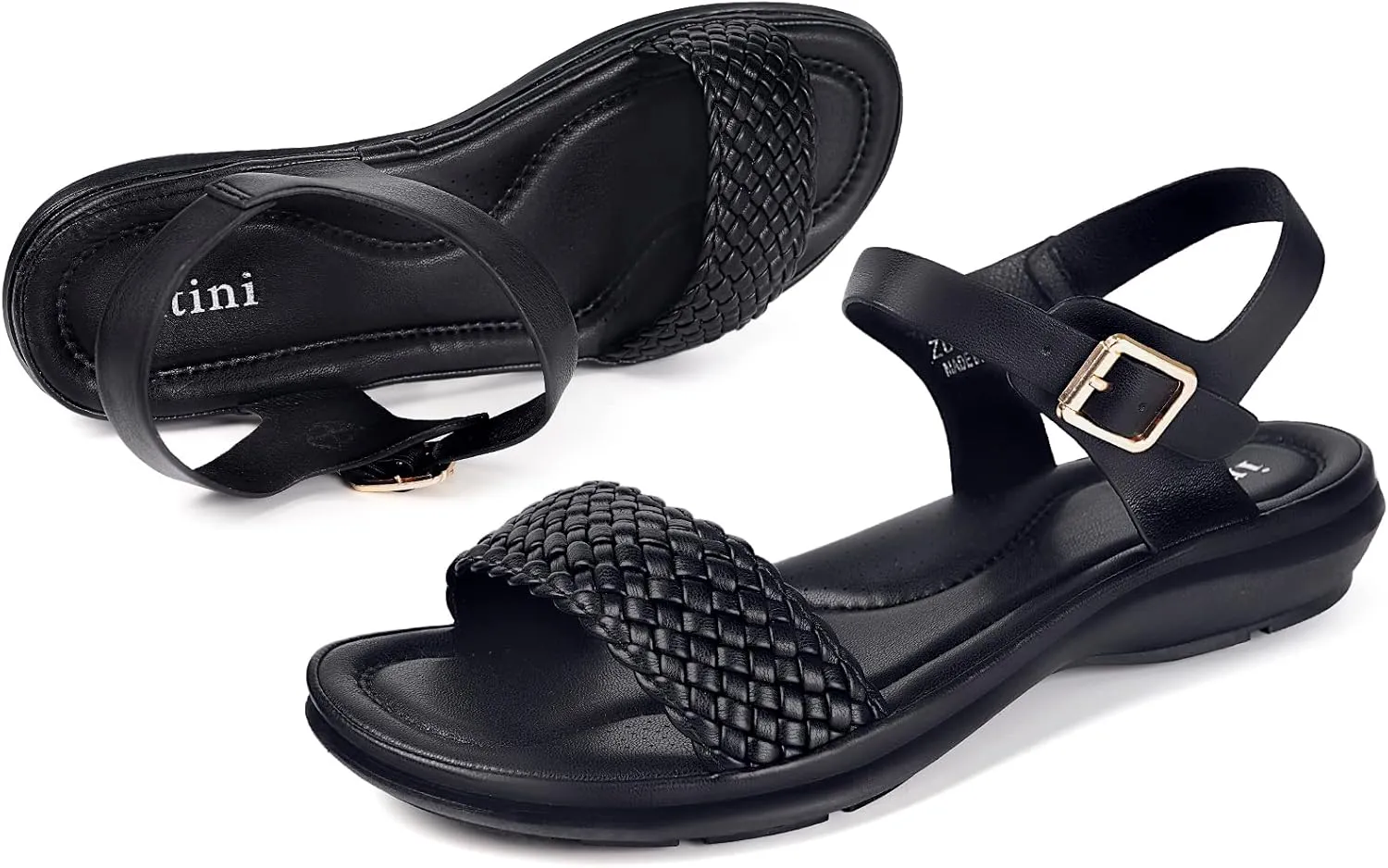 Intini Womens Flat Sandals Braided Strappy Summer Shoes Memory Foam insole Sandals for Women