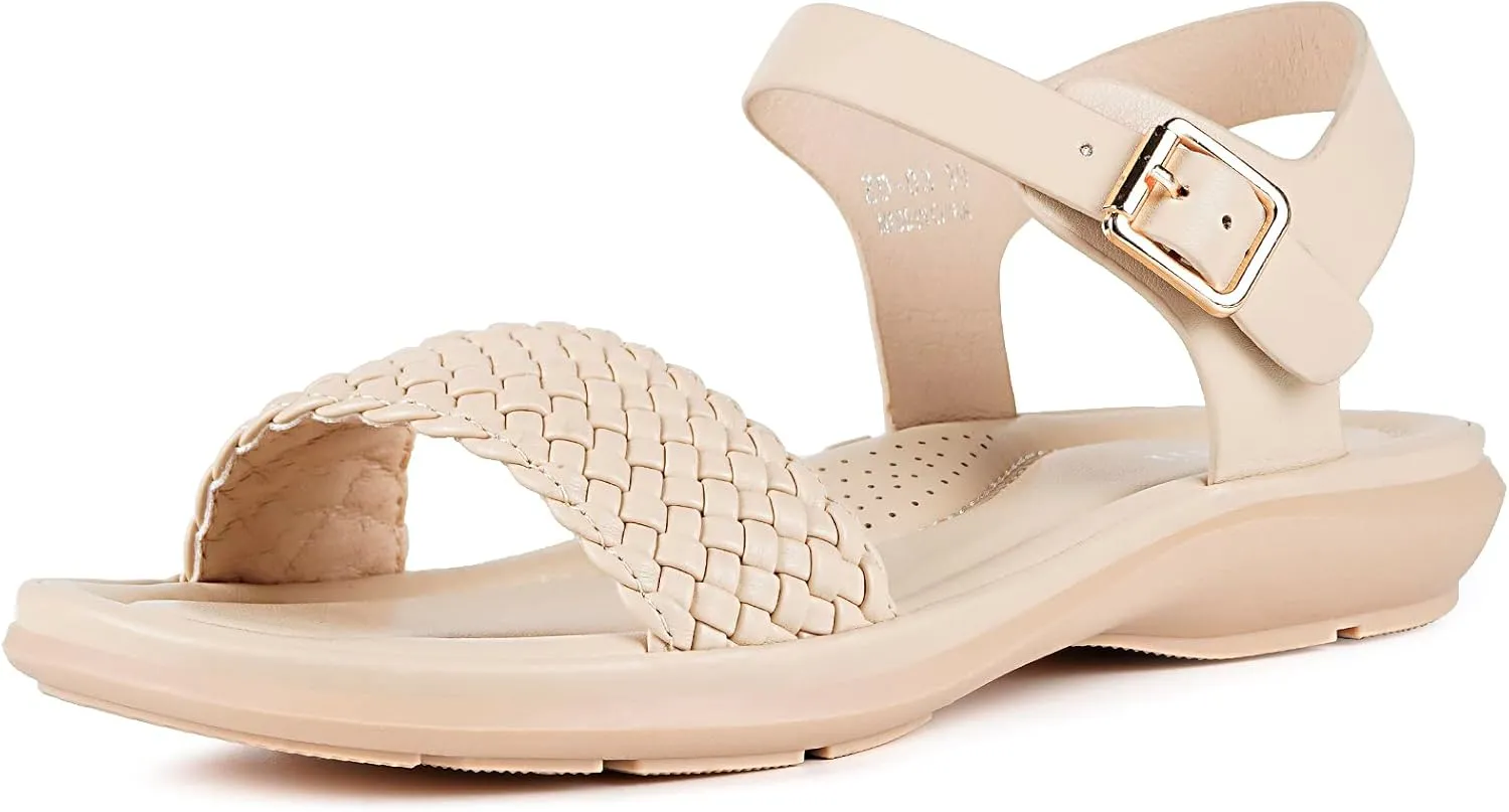 Intini Womens Flat Sandals Braided Strappy Summer Shoes Memory Foam insole Sandals for Women