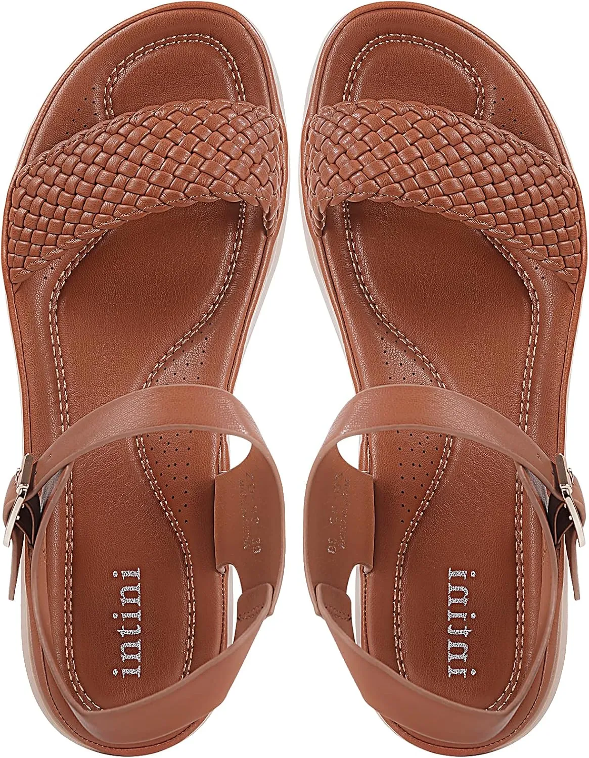 Intini Womens Flat Sandals Braided Strappy Summer Shoes Memory Foam insole Sandals for Women