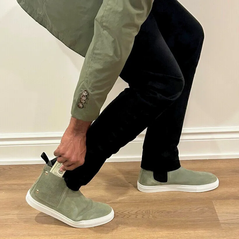 IRUNIK | MEN'S THE SECRET CHELSEA SNEAKER-BOOTS WITH POCKET | GREEN