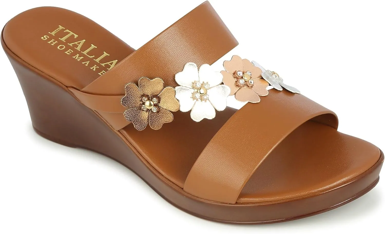 ITALIAN Shoemakers Women's Biza Wedges 7 Metallic m