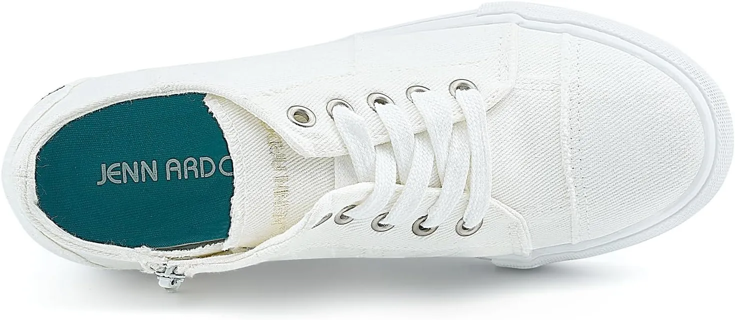 JENN ARDOR Women's Fashion Sneakers Hidden Wedges High Top Zipper Lace Up Platform Sneakers Ladies Walking Casual Canvas Slip On Comfortable Shoes