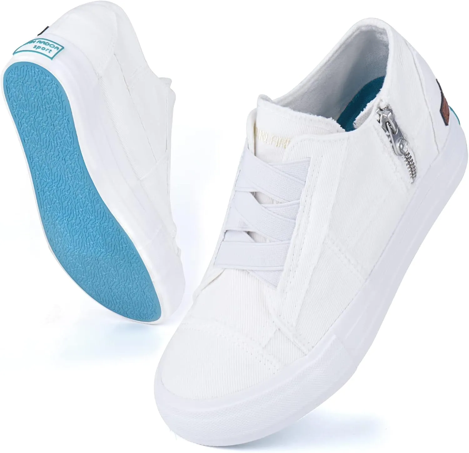 JENN ARDOR Women's Fashion Sneakers Hidden Wedges High Top Zipper Lace Up Platform Sneakers Ladies Walking Casual Canvas Slip On Comfortable Shoes