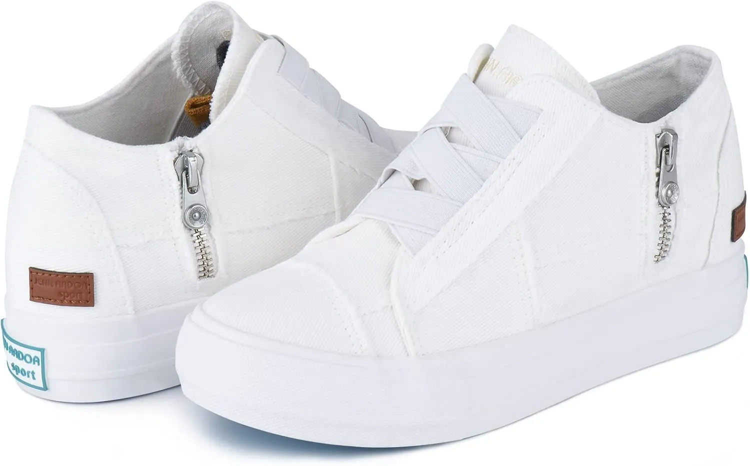 JENN ARDOR Women's Fashion Sneakers Hidden Wedges High Top Zipper Lace Up Platform Sneakers Ladies Walking Casual Canvas Slip On Comfortable Shoes