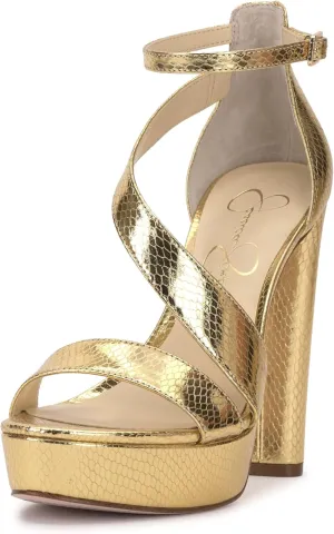 Jessica Simpson Womens Iley Faux Leather Ankle Strap Platform Sandals