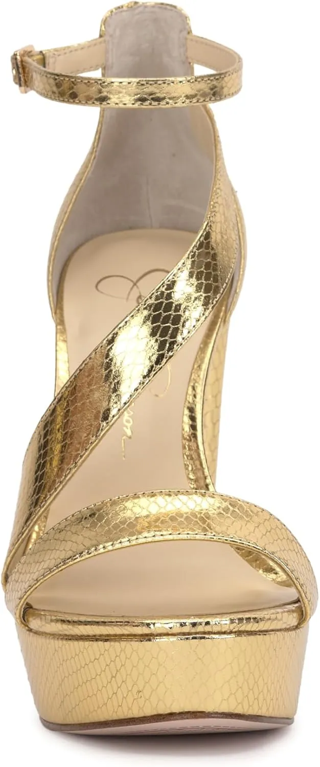 Jessica Simpson Womens Iley Faux Leather Ankle Strap Platform Sandals