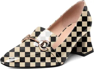 Joseywade Low Heels for Women Block Chunky Heels Slip On Toe Pumps Loafers 2.5" Closed Toe Slanted Heels Shoes
