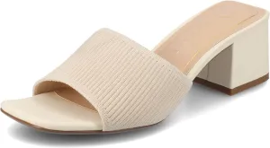 Journee Collection Womens Shilin Stretch Knit Dress Sandals Cushioned Slip On Block Heel Open Square Toe Spring Summer