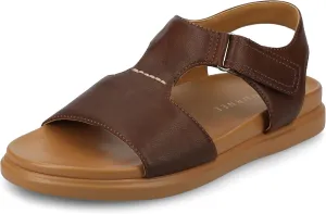 Journee Womens cushioned footbeds Mira T strap sandal open-toe ankle buckle faux leather 1/2 inch platform Brown 8 Medium WOMENS US