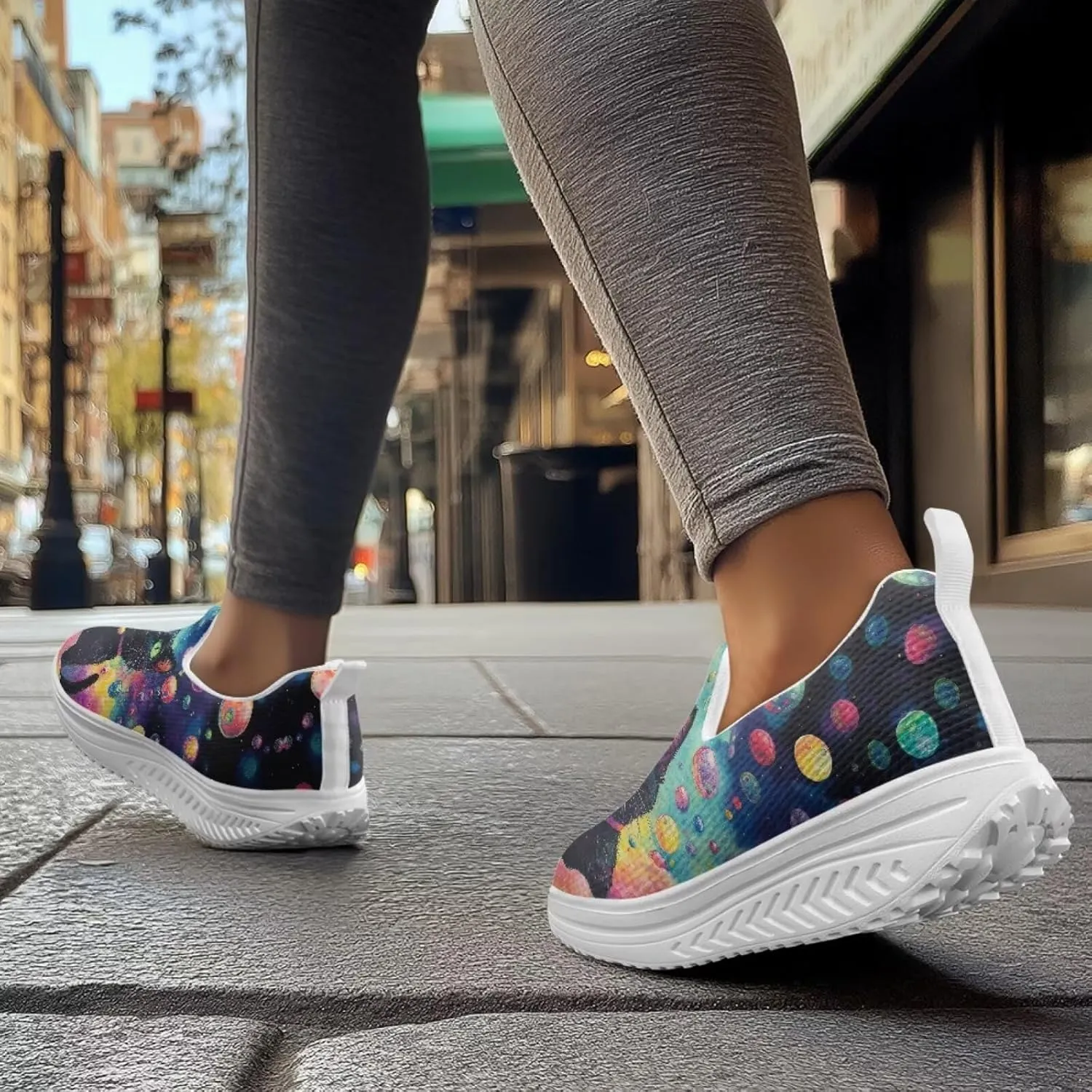 JoyLamoria Animal Design Womens Shoes Comfort Wedge Workout Platform Fashion Slip Resistant Orthotic Casual Tennis Work Daily Wear