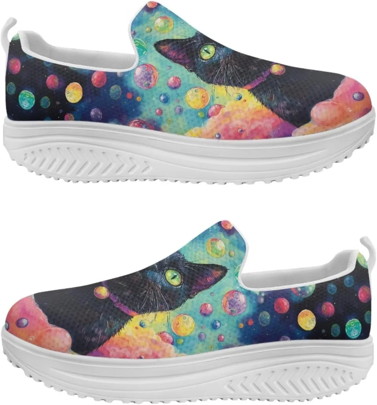 JoyLamoria Animal Design Womens Shoes Comfort Wedge Workout Platform Fashion Slip Resistant Orthotic Casual Tennis Work Daily Wear