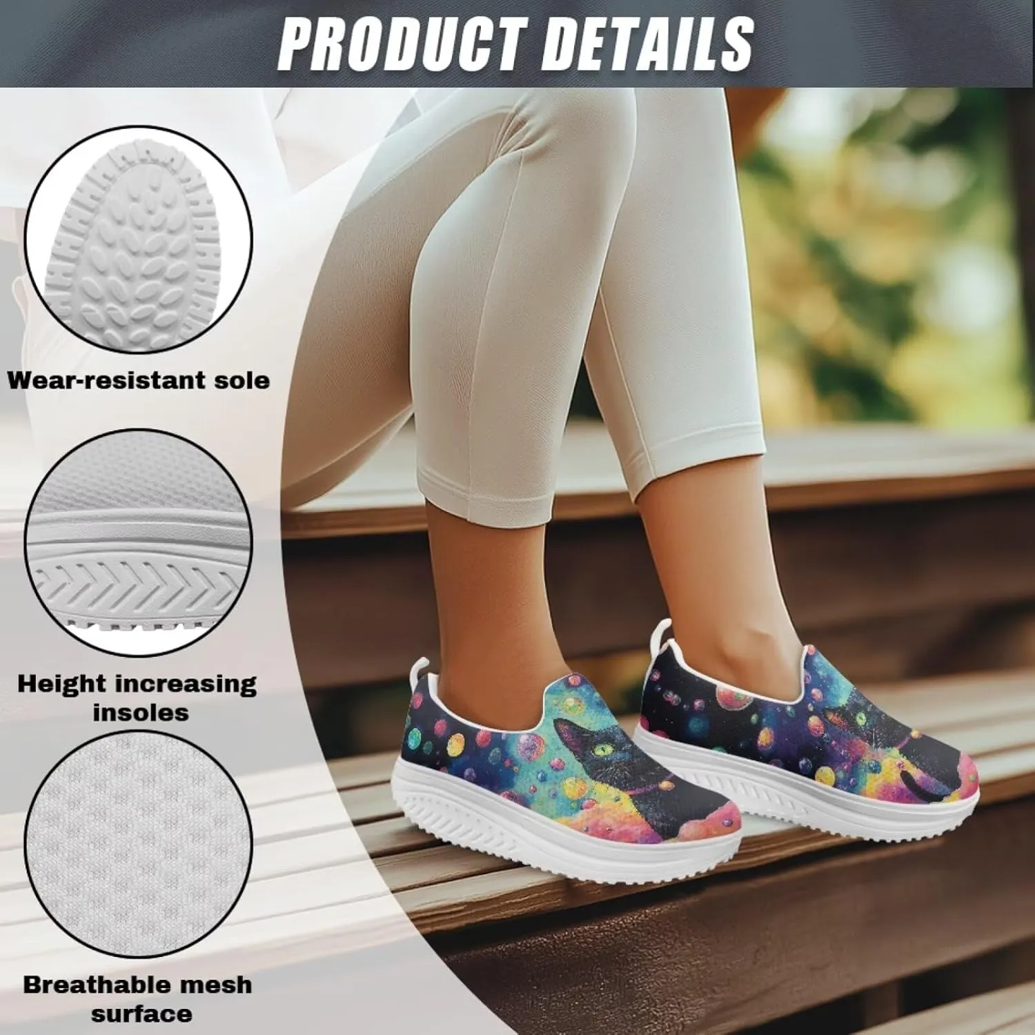 JoyLamoria Animal Design Womens Shoes Comfort Wedge Workout Platform Fashion Slip Resistant Orthotic Casual Tennis Work Daily Wear