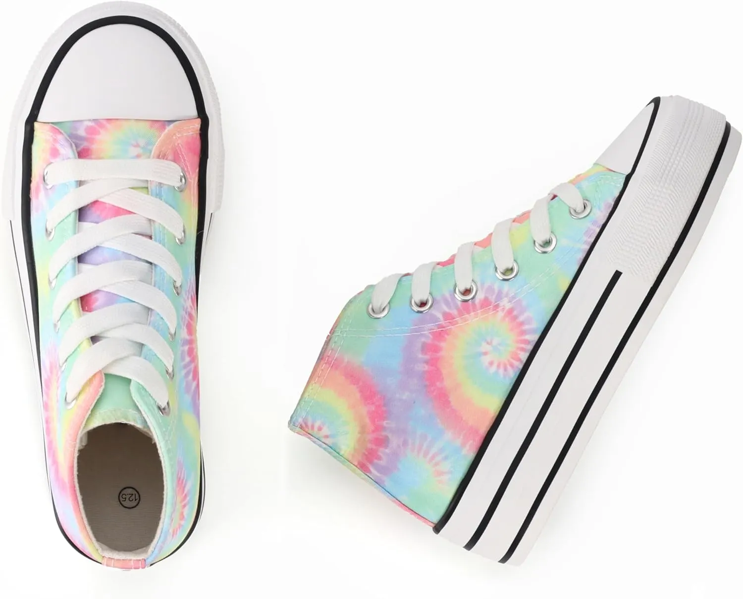 JUDIS Girls’ Platform Canvas Shoes Lace-up Fashion Sneakers Low Top and High Top Casual Shoes for Girls