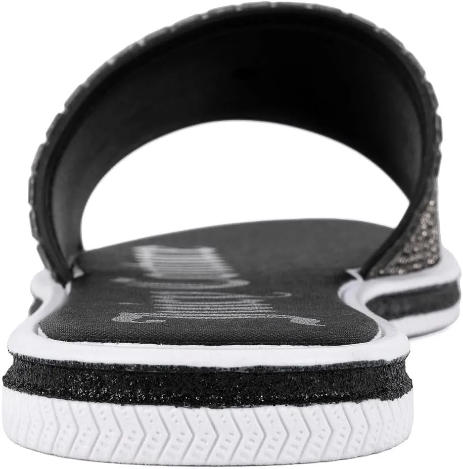 Juicy Couture Women's Slide Sandals - Glitter Bling Open Toe Sparkle Flats - Dressy Summer Casual Footwear