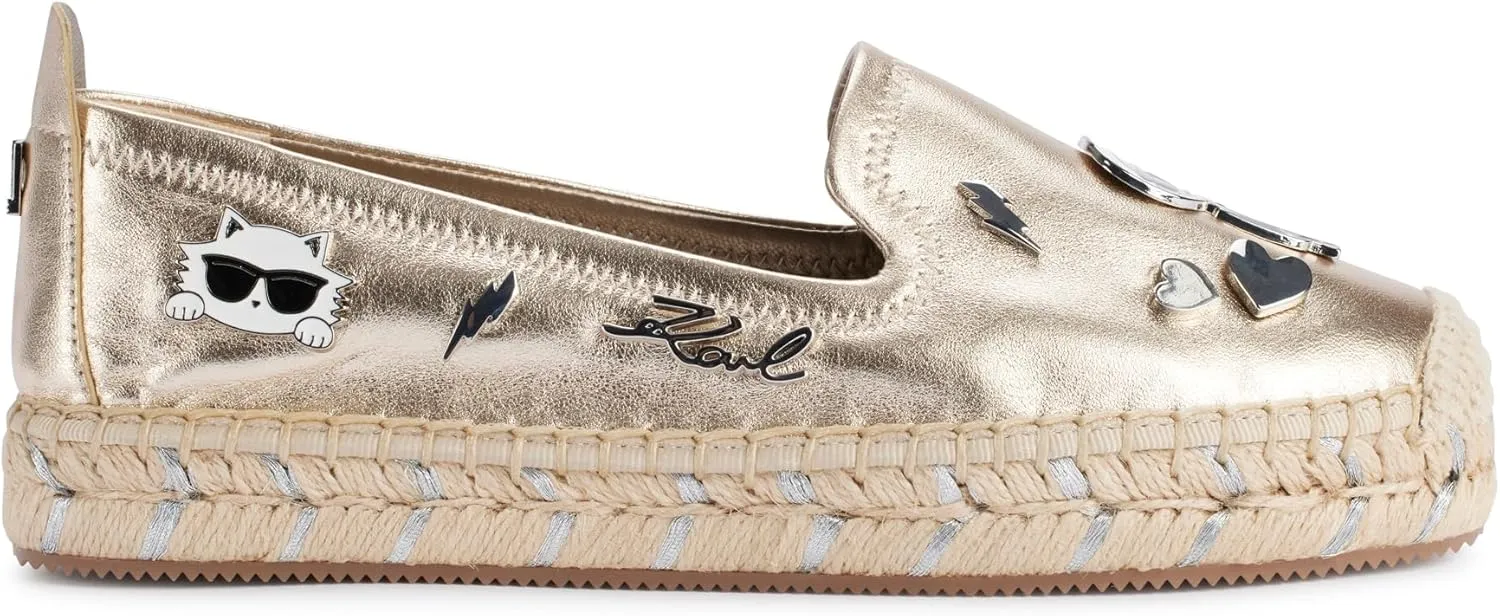 KARL LAGERFELD Women's Cushioned Insole Everyday Michaela-Flat Espadrille Platform