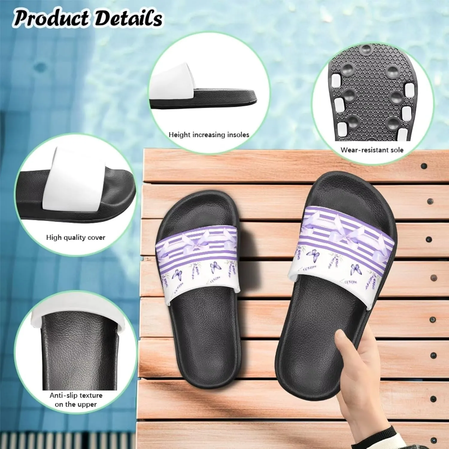 Kids EVA Slides Girls Slip On Slide Sandals Comfort Non-Slip Cushioned Sole Slippers Summer Shower Shoes Pool Beach Water Shoes