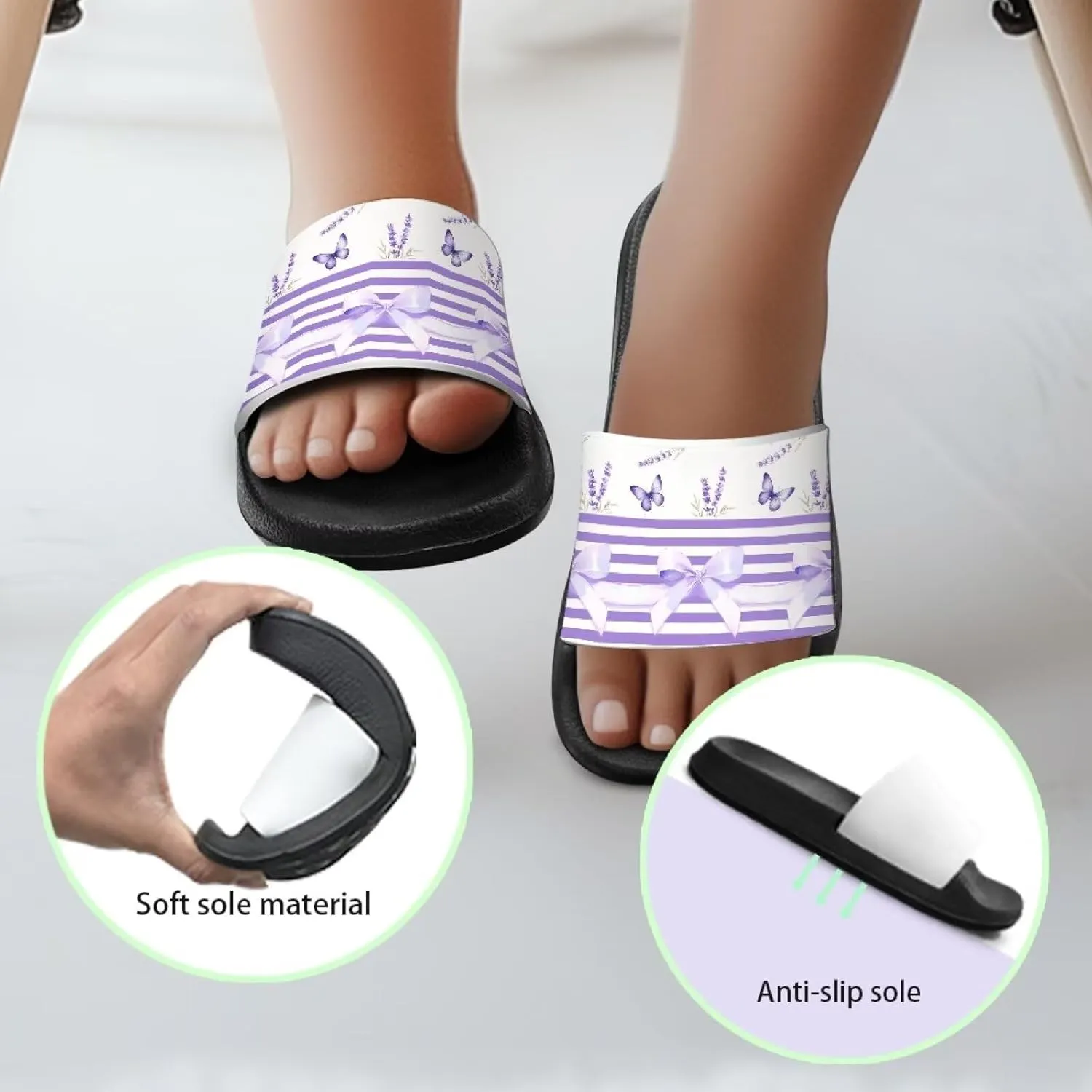 Kids EVA Slides Girls Slip On Slide Sandals Comfort Non-Slip Cushioned Sole Slippers Summer Shower Shoes Pool Beach Water Shoes