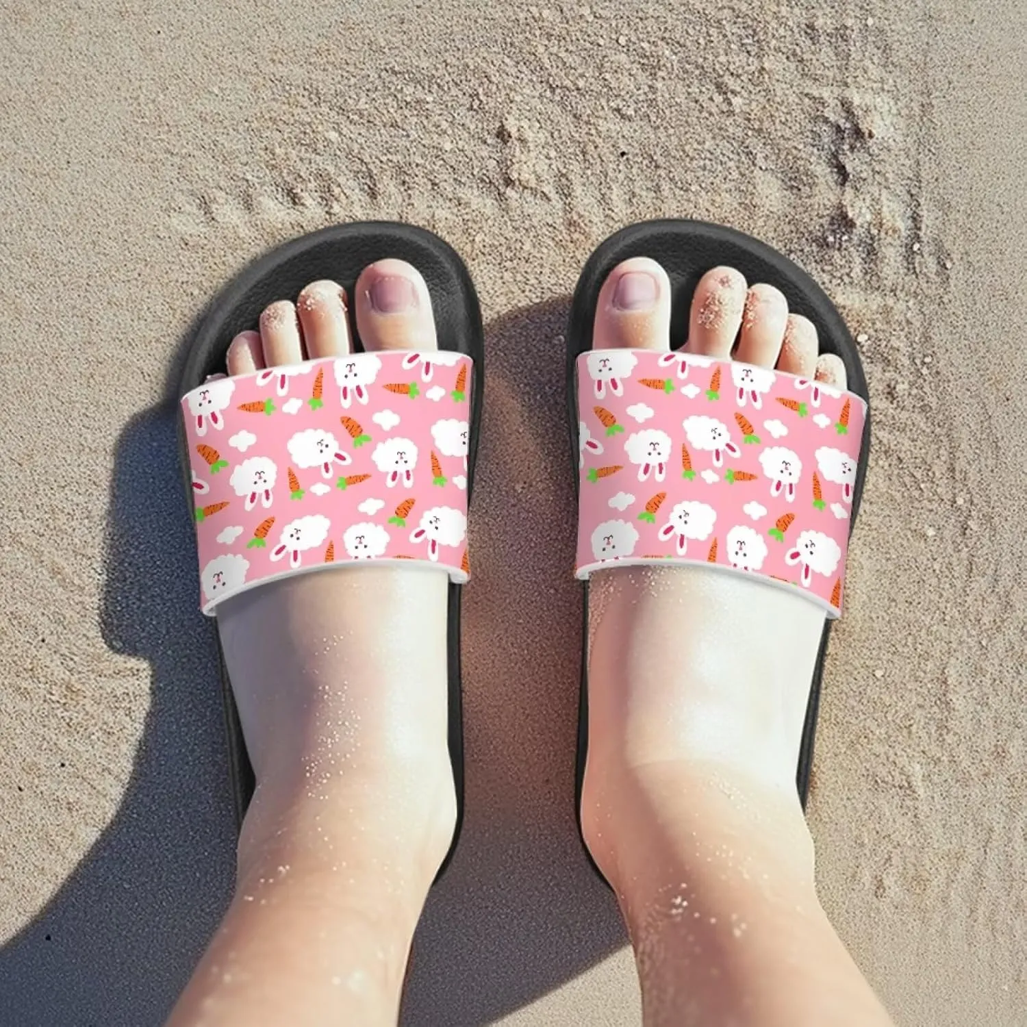Kids Slides Girls Boys Toddlers Shower Slippers Cute Cartoon Open Toe Sandals Cushioned Thick Sole Beach Pool Shoes