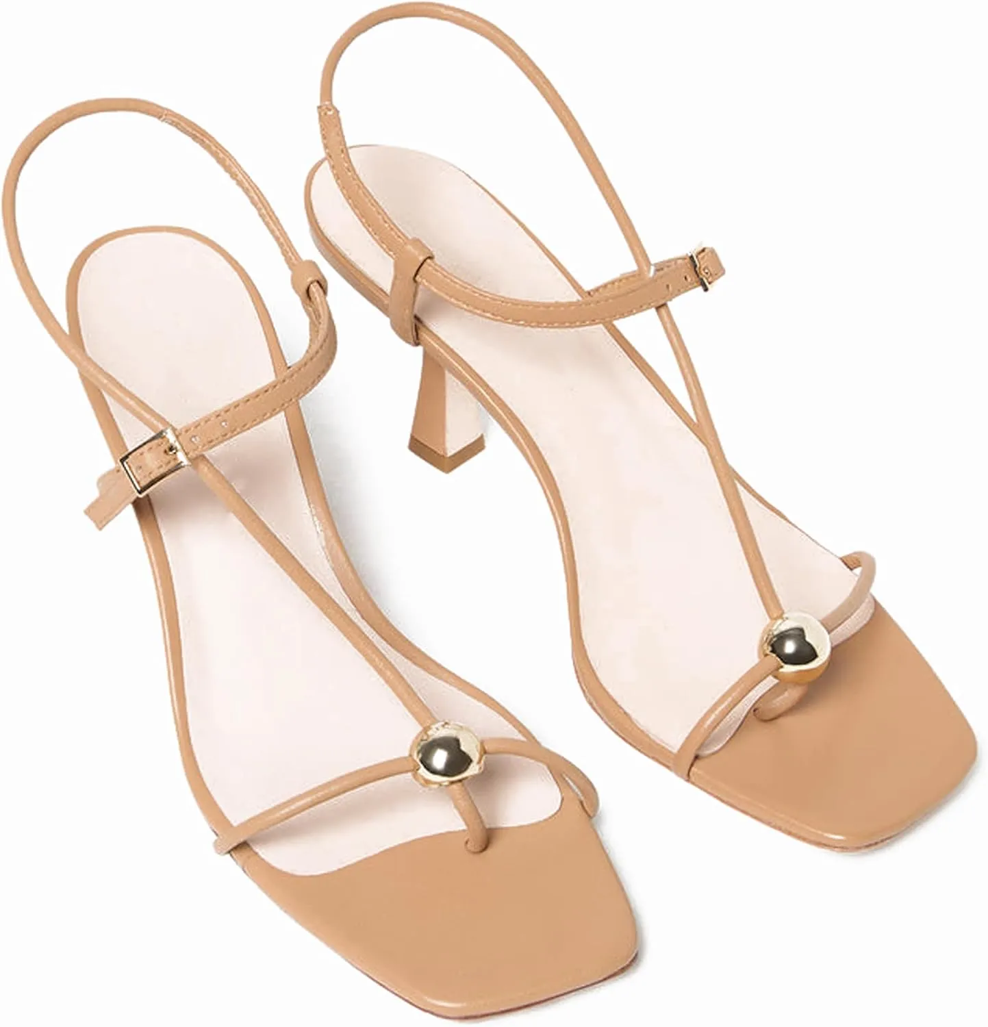 Kitten Heels Flip Flops for Women Stiletto Heeled Sandals Ankle Buckle Strap Summer High Heels Party Dress Sandals