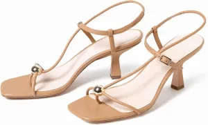 Kitten Heels Flip Flops for Women Stiletto Heeled Sandals Ankle Buckle Strap Summer High Heels Party Dress Sandals