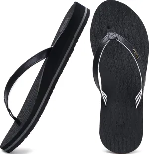 KuaiLu Womens Fashion Flip Flops Ladies Lightweight Summer Beach Yoga Mat Thong Sandals with Comfortable Arch Support