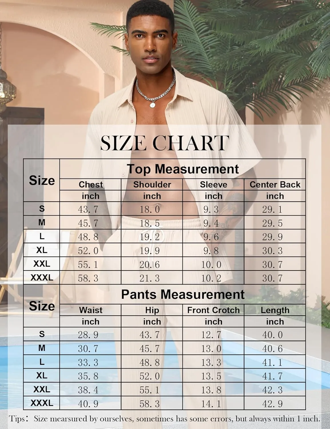 LecGee Men's 2 Piece Vertical Striped Textured Outfits Summer Casual Button Down Shirts And Pants Matching Sets