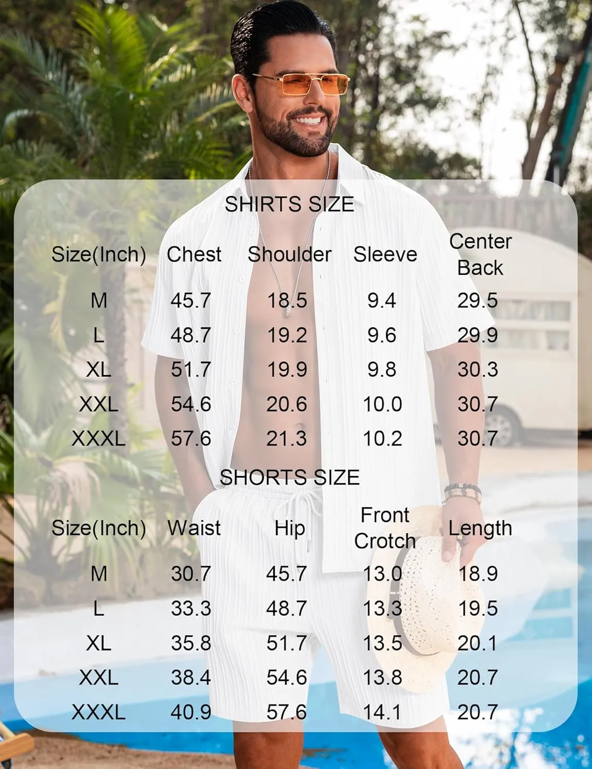 LecGee Men's 2 Piece Vertical Striped Textured Outfits Summer Casual Button Down Shirts and Shorts Matching Sets