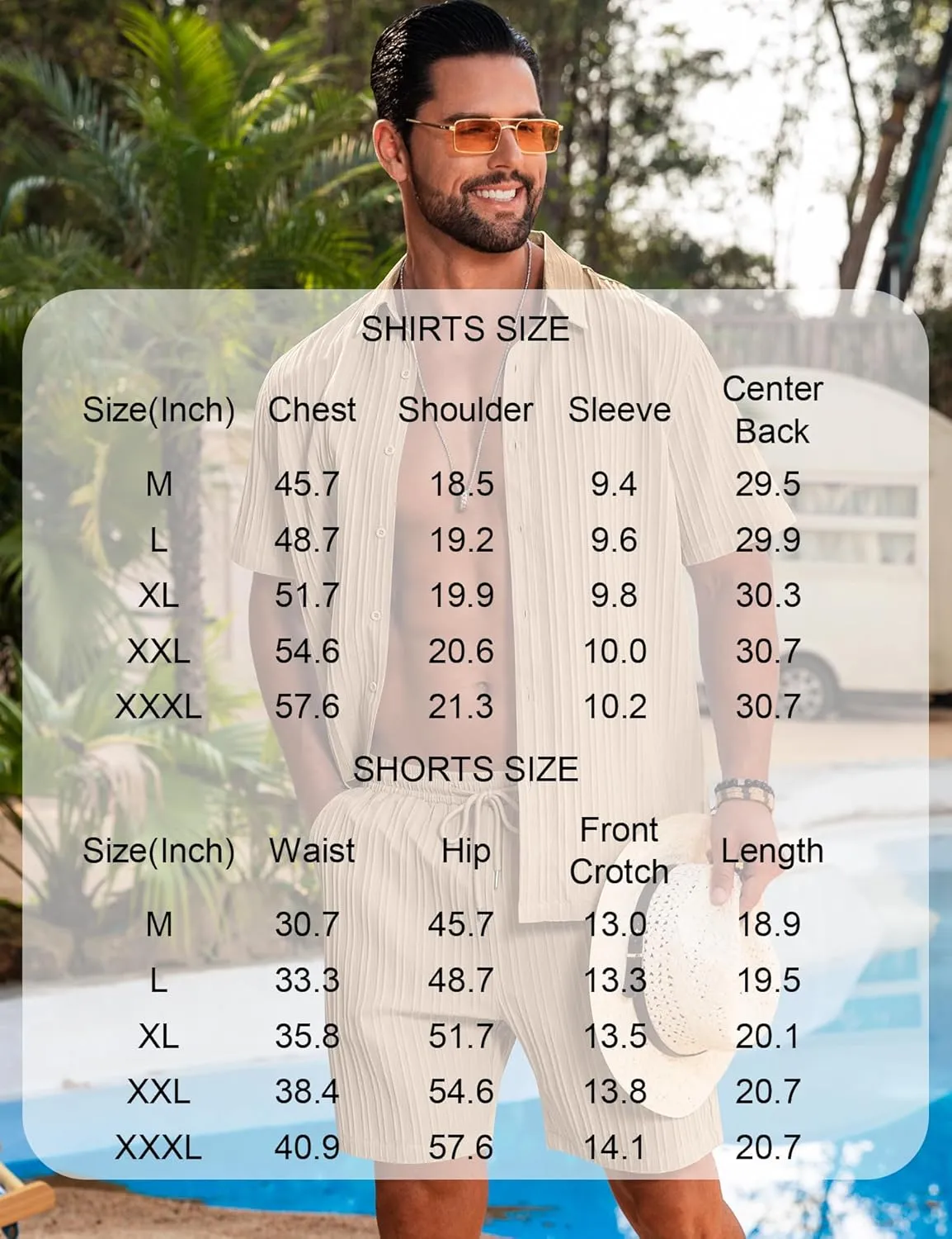LecGee Men's 2 Piece Vertical Striped Textured Outfits Summer Casual Button Down Shirts and Shorts Matching Sets