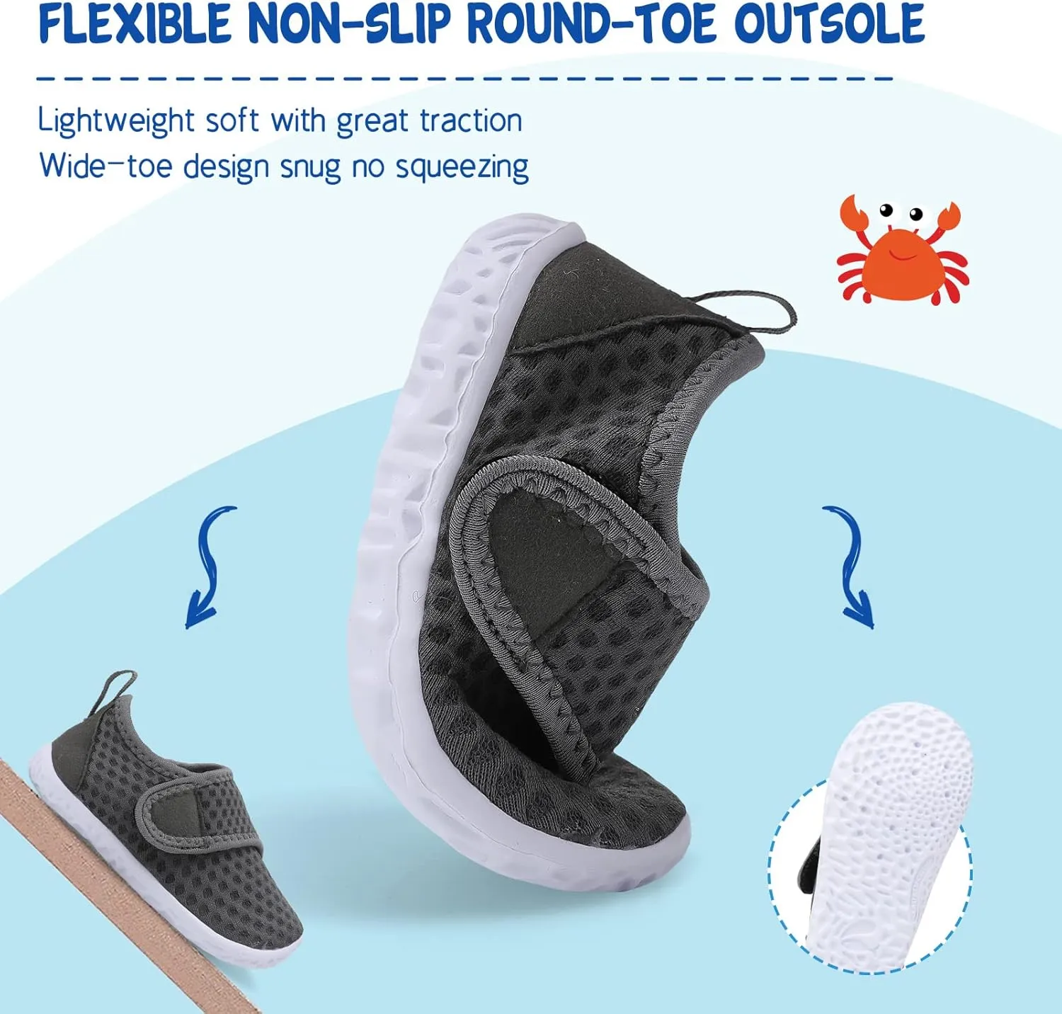 LeIsfIt Toddler Water Shoes Boys Girls Aqua Socks Kids Breathable Swim Shoes Non-Slip Barefoot Beach Shoes