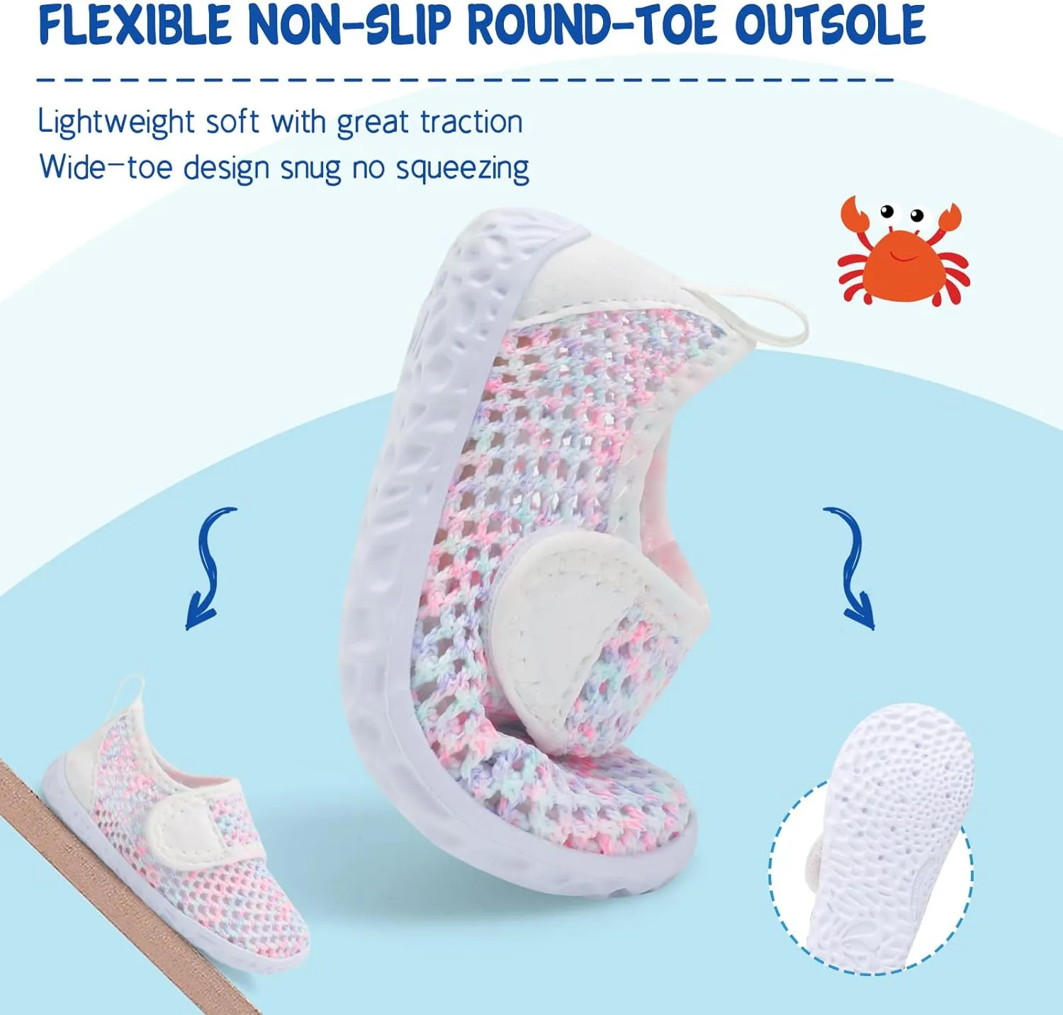 LeIsfIt Toddler Water Shoes Boys Girls Aqua Socks Kids Breathable Swim Shoes Non-Slip Barefoot Beach Shoes