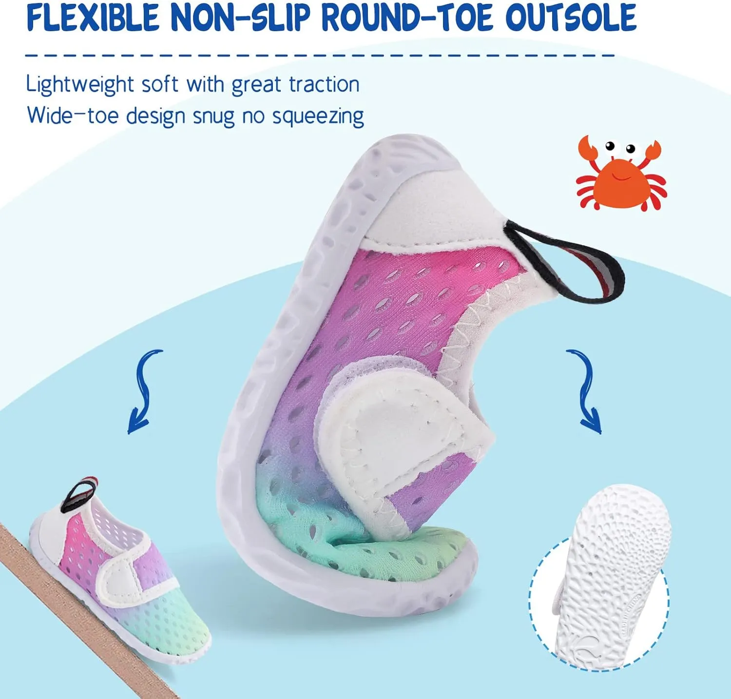 LeIsfIt Toddler Water Shoes Boys Girls Aqua Socks Kids Breathable Swim Shoes Non-Slip Barefoot Beach Shoes