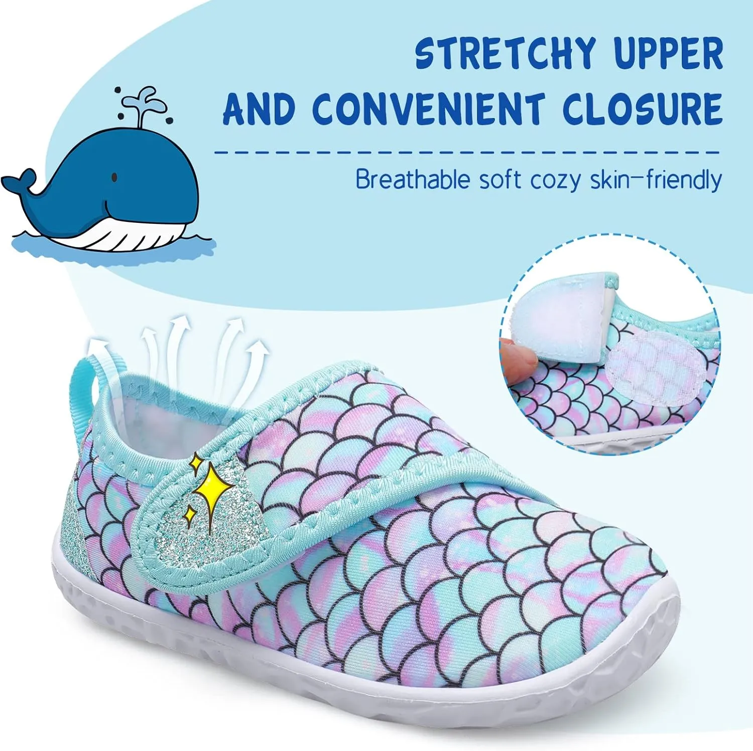 LeIsfIt Toddler Water Shoes Boys Girls Aqua Socks Kids Breathable Swim Shoes Non-Slip Barefoot Beach Shoes
