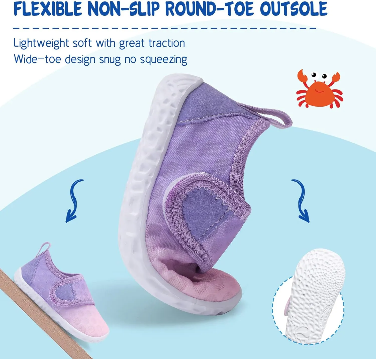 LeIsfIt Toddler Water Shoes Boys Girls Aqua Socks Kids Breathable Swim Shoes Non-Slip Barefoot Beach Shoes