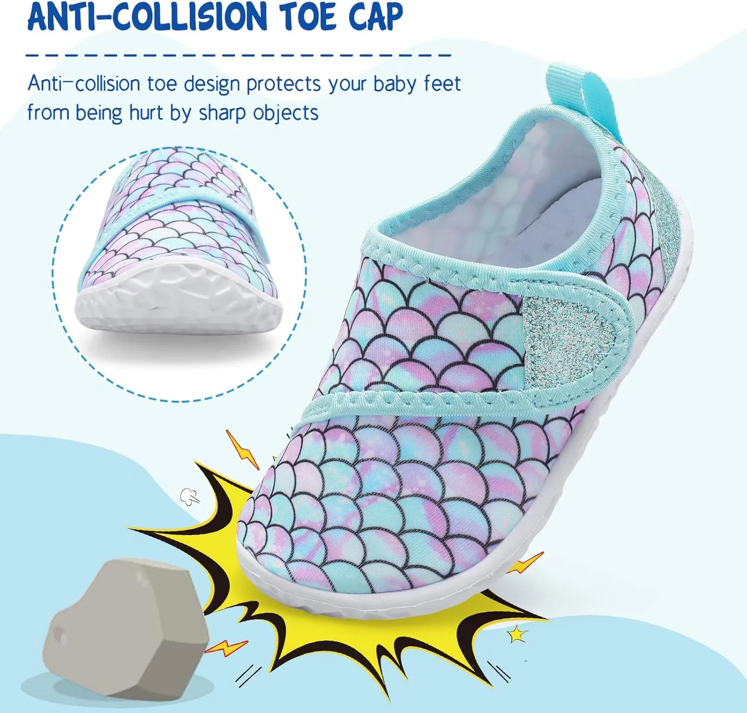 LeIsfIt Toddler Water Shoes Boys Girls Aqua Socks Kids Breathable Swim Shoes Non-Slip Barefoot Beach Shoes