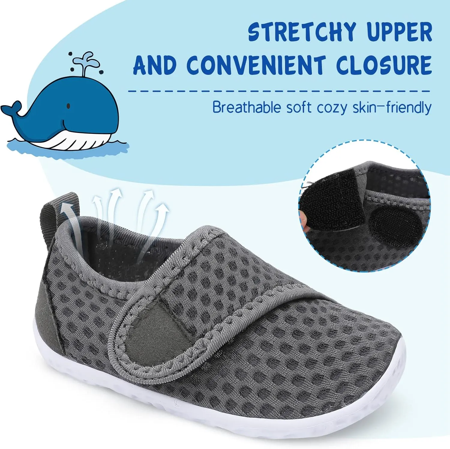 LeIsfIt Toddler Water Shoes Boys Girls Aqua Socks Kids Breathable Swim Shoes Non-Slip Barefoot Beach Shoes