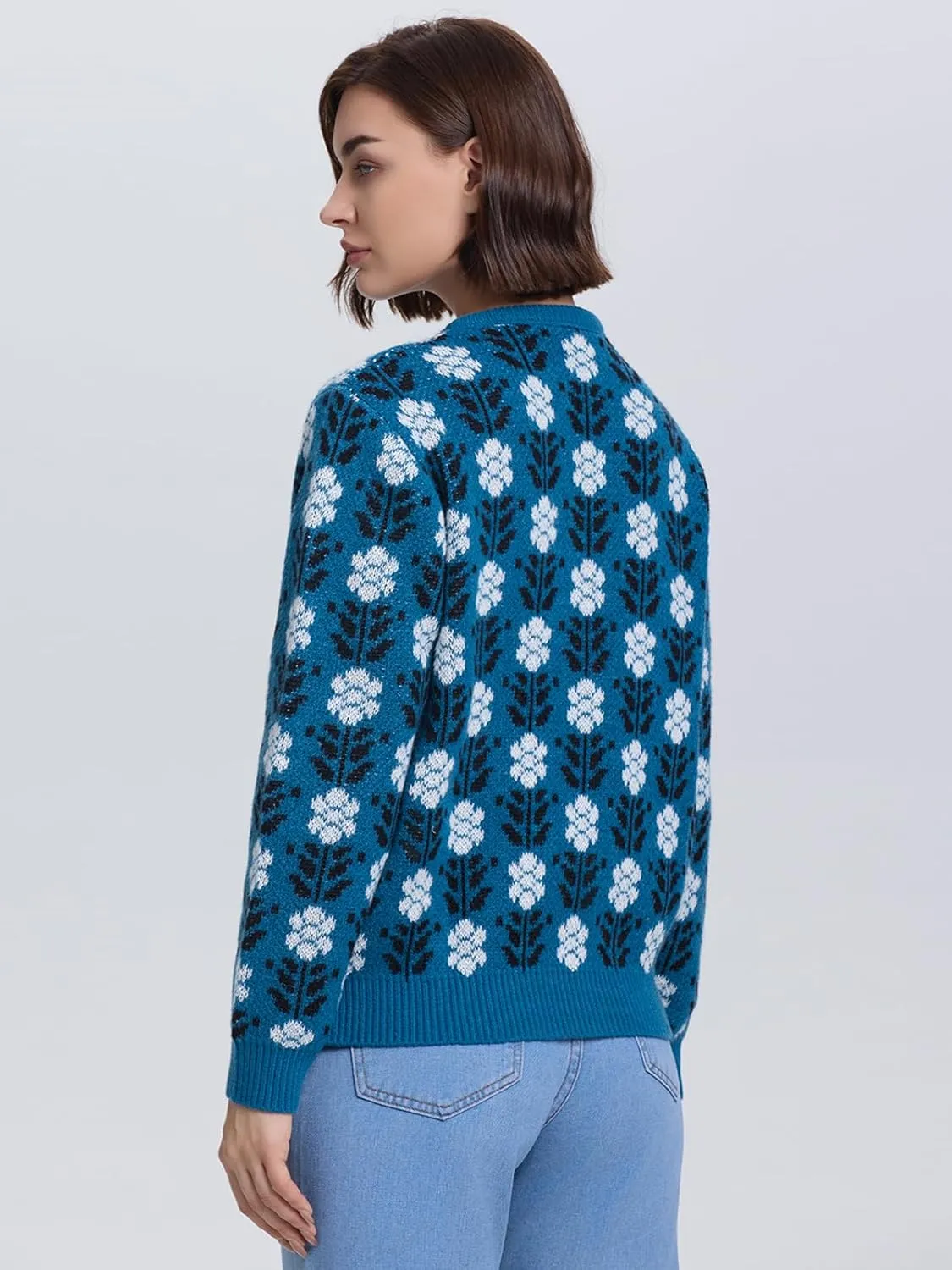 Les umes Womens Cardigan Long Sleeve Button Down Sweater Vintage Floral Knit Jackets Coats